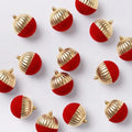 12PCS Red and Gold Velvet Christmas Balls Ornaments,One Style