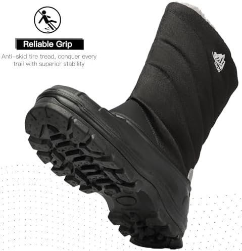 Kricely Men's Snow Boots Waterproof Non-Slip Outdoor Hiking Athletic Warm Fur Boot Comfortable Causual Cold-Weather Boots