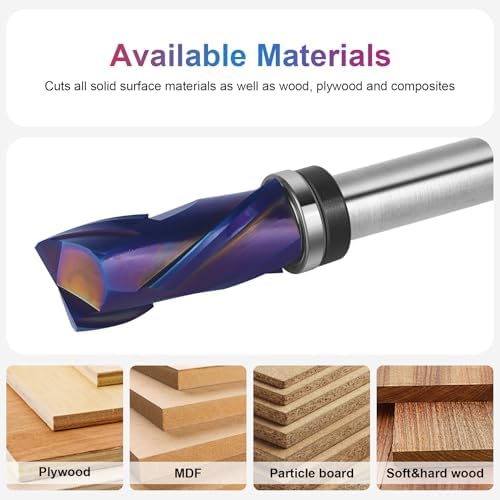 SpeTool Coated Top Bearing Flush Trim Router Bit 1/2" Shank, Carbide Spiral Up-Down Pattern Template Flush Cut Router Bit for Wood Trimming