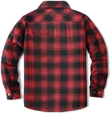 Men's Sherpa Cotton Flannel Shirt Jacket Plaid Button Coat Pocket
