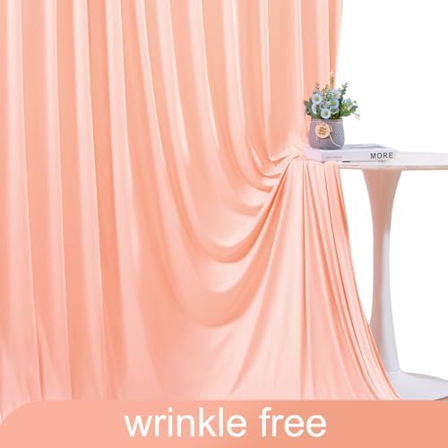 10x10 Peach Backdrop Curtain for Parties Baby Shower Wrinkle Free Peach Photo Curtains Backdrop Drapes Fabric Decoration for Wedding Birthday Party 5ft x 10ft,2 Panels