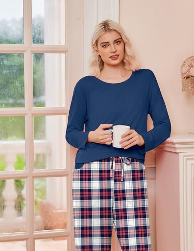 Ekouaer 2 Pack Womens Pajama Sets Long Sleeve Long Pants Pjs Loungewear