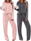Ekouaer 2 Pack Womens Pajama Sets Long Sleeve Long Pants Pjs Loungewear