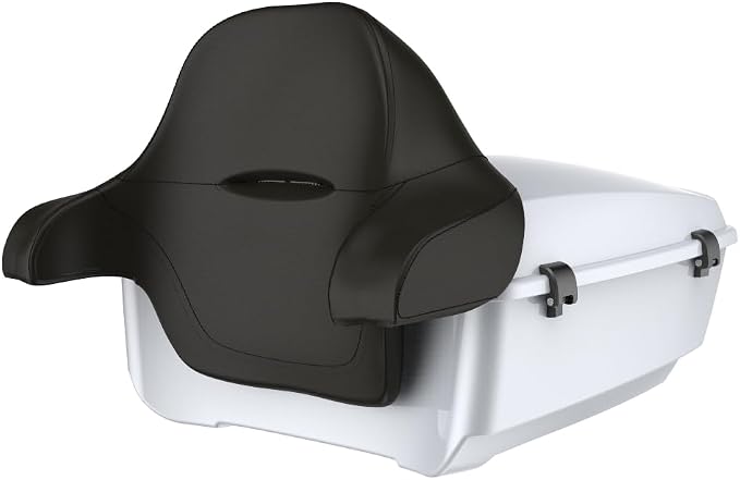 Advanblack Road Glide Tour Trunk Pack White Onyx Pearl King Tour Trunk Pack Luggage +Wrap-Around Backrest Pad for '97-'25 Harley Touring Road King Street Glide Electra Glide CVO models