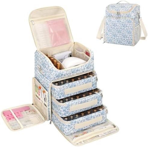 CUBETASTIC Extra Large Nail Polish Organizer Case Holds 124 to 200+ Bottles Nail Polish & Nail Lamp, Nail Supplies Storage Carrying Bag with 3 Removable Pouches