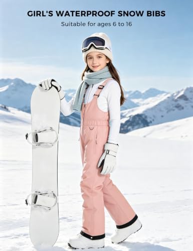 wantdo Girls Ski Pants Winter Snow Bibs Kids Insulated Snowboarding Overall