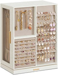 SONGMICS Jewelry Box Organizer, 360° Rotating, 7 Drawers, Cloud White