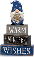 Lineshading 4 Pcs Winter Gnome Wooden Sign Blue Tiered Tray Decor Farmhouse