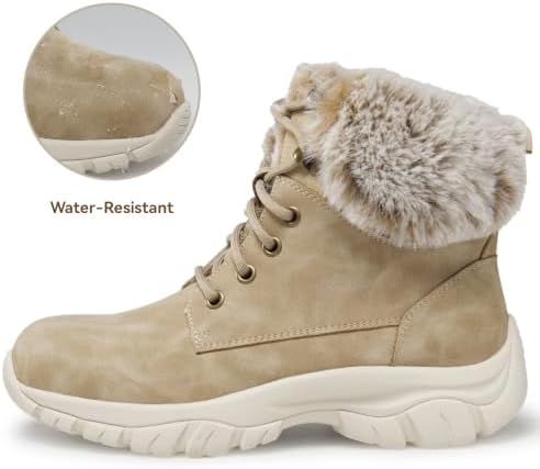 ANJOUFEMME Womens Winter Snow Hiking Boots Fur Lined Lightweight Warm Shoes
