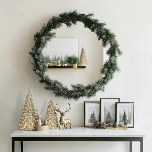 KI Store Lighted Glass Christmas Tree Figurine with Timer Set of 3 Mercury Glass Christmas Decoration Battery Operated for Centerpieces Window Tabletop Mantel