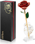 Anthonic Gold Dipped Infinity Rose Last Forever Flower Decor, Birthday Gift for Women in Her Birthday Valentines Day Mothers Day, Resin Preserved Rose | Anniversary Present for Mom (Red)
