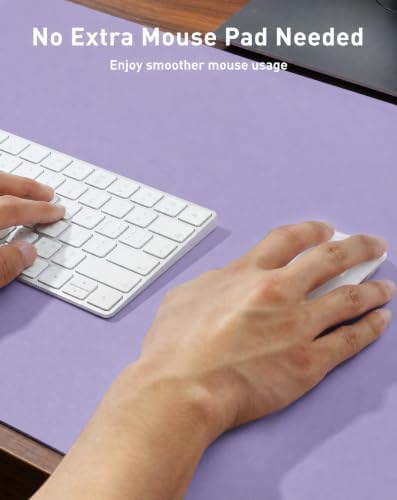 Aothia Faux Leather Desk Mat Mouse Pad, 40" x 24", Light Purple
