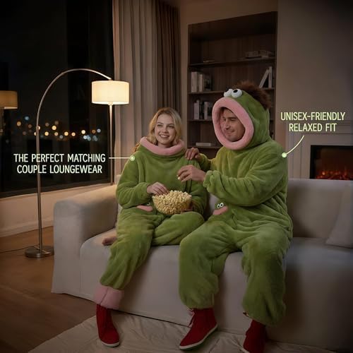 Halloween Adult Big Mouth Monster Onesie, Goofy Coral Fleece Couple Pajamas