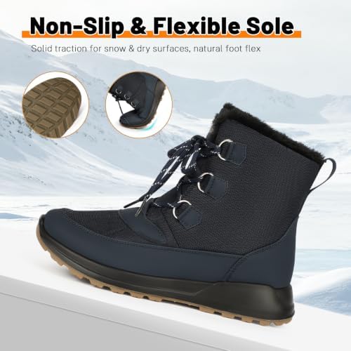 Women's Snow Ankle Boots Winter Lace-up Booties Warm Water Resistant 5.5-11