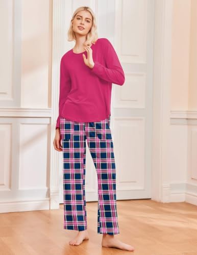 Ekouaer 2 Pack Womens Pajama Sets Long Sleeve Long Pants Pjs Loungewear