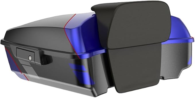 Advanblack 2025 RG Tour Trunk Pack Blue Streak Chopped Tour Trunk Pack Backrest Pad for '97-'25 Harley Touring Road King Street Glide Electra Glide CVO models