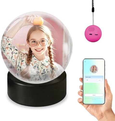 Memory Sphere Lamp, Crystal Ball Video Player 2.8" Memory Orbs Ornament 4GB Uploadable Videos & Photos, Personalized Unique Desk Night for Couples Friends Birthday Christmas (Pink Memory Orb WIFI)