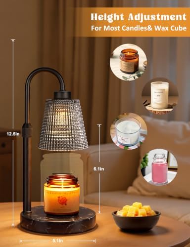 Marble Black Candle Warmer Lamp with Timer Home Decor Gifts for Women