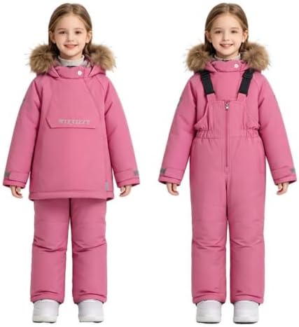 2 Piece Ski Suit for Toddler Kids Snowsuit Snow Parka Jacket and Snow Bibs