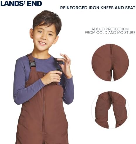 Lands' End Unisex Kids Squall Waterproof Adjustable Insulated Iron Knee Snow Bib Overalls