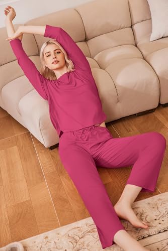 Ekouaer 2 Pack Womens Pajama Sets Long Sleeve Long Pants Pjs Loungewear