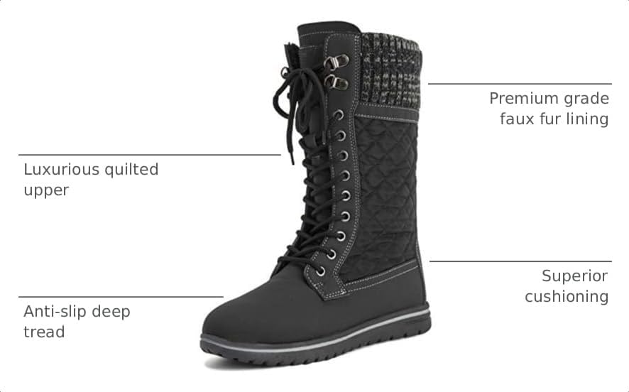 POLAR Womens Rain Thermal Warm Snow Winter Knee High Waterproof Boots