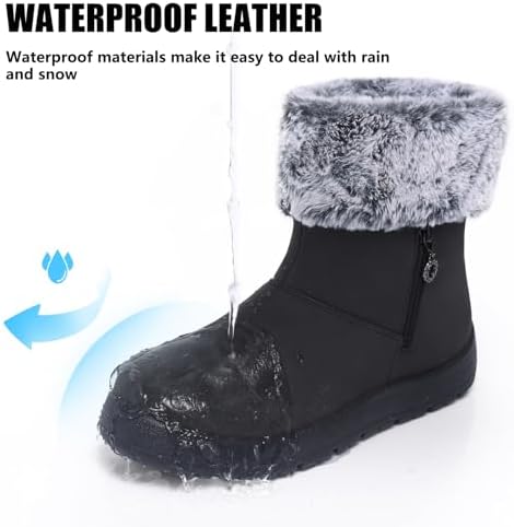 TEMOFON Women Snow Boots Waterproof: Fur Lined Warm Winter Ankle Booties
