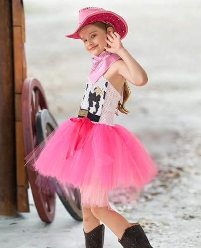 Tutu Dreams Halloween Cowgirl Costume for Girls 1-10Y with Bandana Cowboy Hat Birthday Party Dress Up Clothing