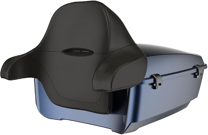 Advanblack Road Glide Tour Trunk Pack Midnight Blue King Tour Trunk Pack Luggage +Wrap-Around Backrest Pad for '97-'25 Harley Touring Road King Street Glide Electra Glide CVO models