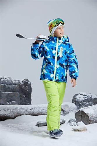 WOWULOVELY Big Boy's 2-Piece Colorblock Snow Pants and Jacket Snowsuit Ski Suit