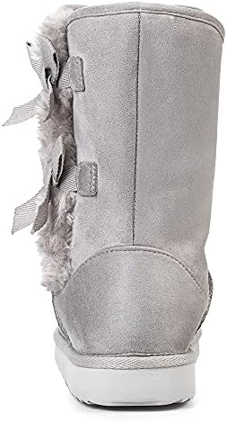 KRABOR Womens Suede Snow Boots Mid-Calf Winter Shoes with Side Bows