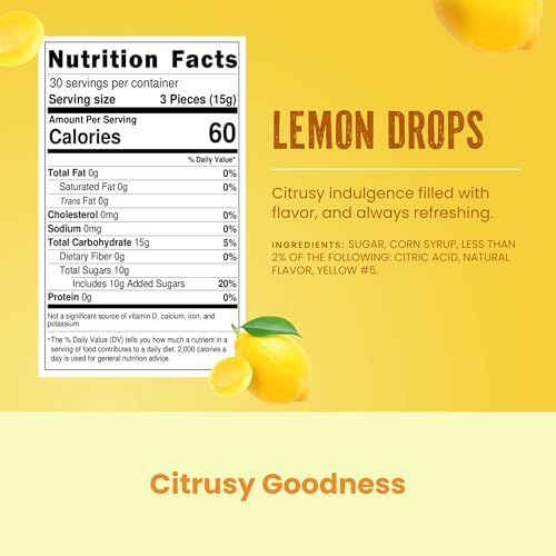 Cambie Lemon Drops Hard Candy Individually Wrapped - 1 lb Lemon Candy