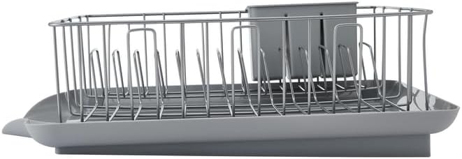 Farberware Classic 3-Piece Dish Drying Rack Set, Gray - Rust-Resistant Dish Rack for Kitchen Counter with Self-Draining Board and Flatware Caddy