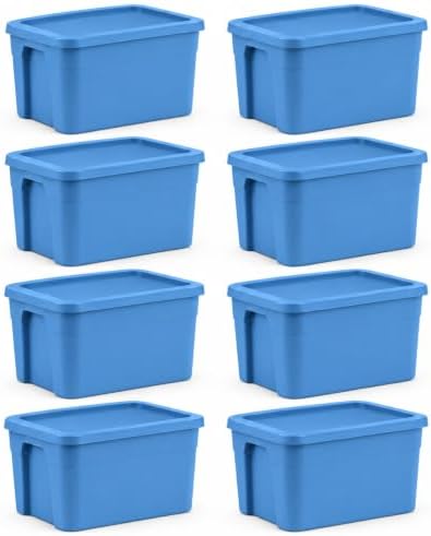 18-Gallon Plastic Storage Bins with Snap-on Lids – 8-Pack, Home Organization Essential