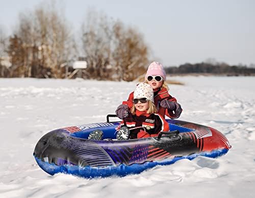 Slippery Racer Inflatable Toboggan Snow Sled for Kids with Reinforced Side Handles.