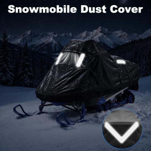 Snowmobile Cover, Sled Cover with Windproof Buckles 130" L x 51" W x 48" H