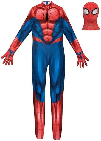 MARVEL Spider-Man Official Adult Deluxe Zentai Halloween Costume - Stretch Spandex with Hidden Zippers and Wrist Slits