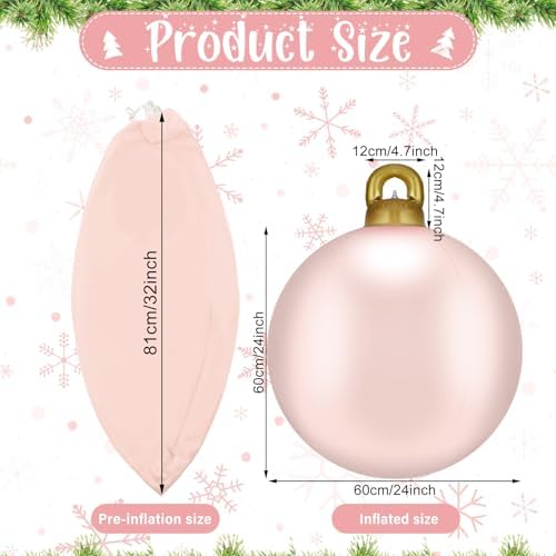 Jetec 8 Pcs Giant Inflatable Christmas Ball, Solid, Light Pink