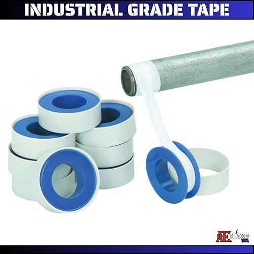 ATE Pro. Tools - Teflon Tape, Industrial Sealant Tape, Threaded Pipe Tape, Plumbing Tape, Temperature Range of -450F to +550F, 1/2" X 520", White - 200 Pack