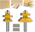 TAIWAIN 1/2-Inch Shank Tongue Groove Flooring Router Bit Set, V-Notch Wainscotting Wood Cabinet Milling Router Bits Sets Cutter, Woodworking Miter Carbide CNC Cutting Tool for Doors,Tables(2)