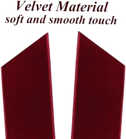 12Pcs Burgundy Velvet Ribbon Bows Christmas Tree Decorations,5in x 10in Xmas Ornaments for Tree Home Party Front Door Wreath Garland Holiday Decor