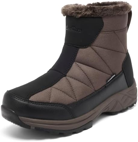 SILENTCARE Men's Waterproof Winter Snow Boots: Warm Fur Lined, Side Zipper