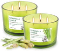 Set of 2 Green Glass Jars Citronella Oil Candles 14oz Smokeless & Outdoor Candles Perfect for Courtyards, Backyards, Camping, Picnics, and Garden.