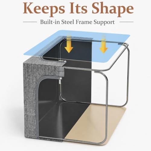 GoMaihe Blanket Storage Bins with Metal Frame for Closet, 55L 6-Pack Grey