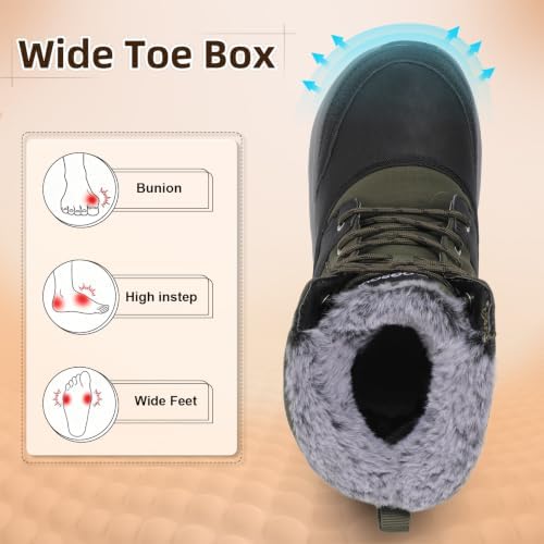 Spesoul Snow Boots for Men Winter Boots Warm Wide Waterproof Lightweight