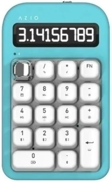 AZIO IZO Wireless Mechanical Calculator & Number Pad (Mint/Silver) - Bluetooth 5.0 & USB, Gateron-Red Mechanical Switch, 9 Backlight Modes, Rechargeable, PC & Mac Compatible, Mint Daisy (IN409)