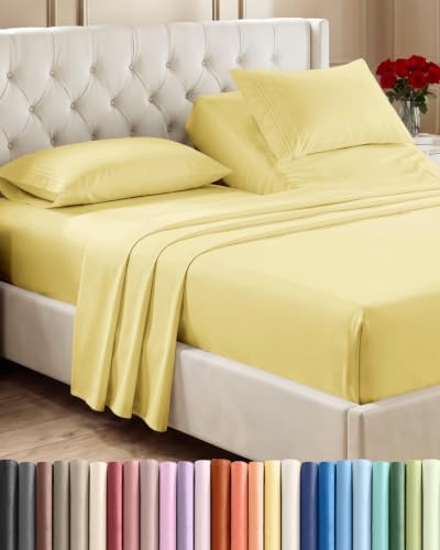Flex Top Split Head King 4 Piece Sheet Set - Ultra-Soft & Cooling - Yellow