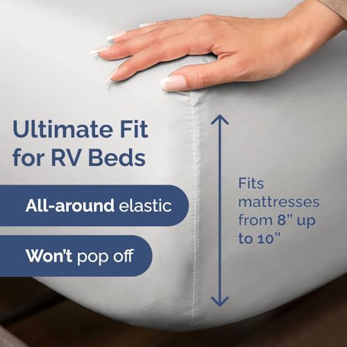 Short Queen Size 4 Piece Bed Sheet Set - RV Short Queen - French Grey