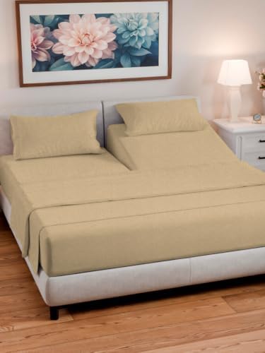 Flex Top Split Head King 4 Piece Sheet Set - Soft & Cooling - Heathered Tan