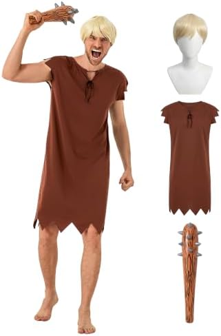 3 PCS Cavewoman & Caveman Halloween Costume Set for Couples